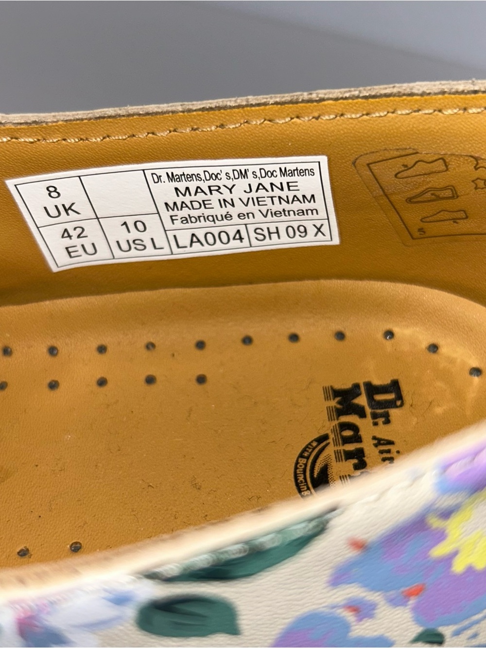 Dr. Martens Mary Jane Shoes 8065 Women’s 10 Floral Print Parchment Double Buckle - Picture 3 of 9